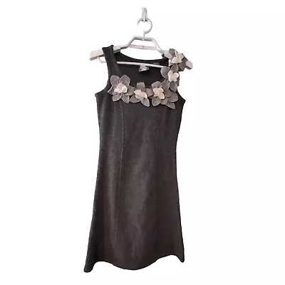 Girls From Savoy Dress Womens XS Gray Merino Wool Anthropologie Flower Applique • $17.97