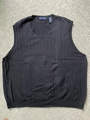 Men’s Grant Thomas XL Black Knit 100% Pima Cotton Vest • $15