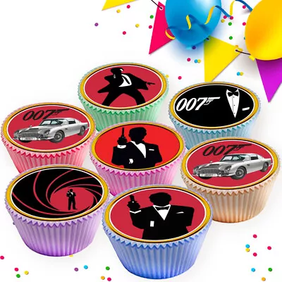 James Bond Silhouette Mixed Edible Cupcake Toppers Cake Decorations Cc80050 • £4.99