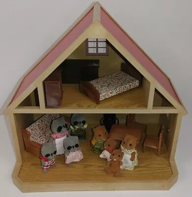 Vintage Sylvanian Calico Critters Maple Town Story House Doll Furniture Lot • $124.99
