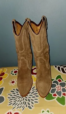 Matisse Pointed Toe Brown Suede  Cowboy Boots Wms Sz 6.5  Embroidered - In Vgc • $23.99