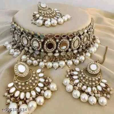$18.89 • Buy Indian Bollywood Gold Plated Kundan Choker Bridal Necklace Earrings Jewelry Set