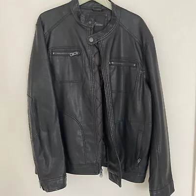 Men Marc Anthony Faux Leather Moto Jacket Black Size XL • $60