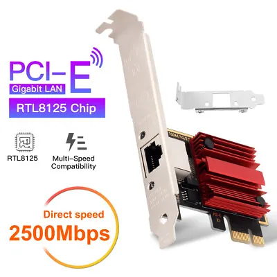 PCI-E Network Adapter RTL8125B 2.5Gbps Gigabit Ethernet Card RJ45 LAN Controller • $13.59