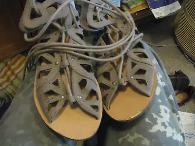 NEW Mossimo SupplyCo.Strappy Gladiator Laceup Grey Sandals SZ 6/FRESHIP • $15