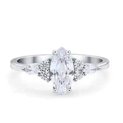 Vintage Style Wedding Ring Marquise Simulated CZ 925 Sterling Silver • $22.49