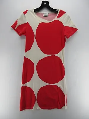 VINTAGE Marimekko Dress Women Small White Red Mini Polka Dots Pullover Shirt • $90.99