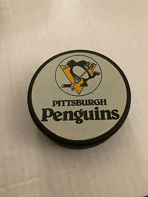 Vintage Pittsburgh Penguins Purina Biscuits Chuck Wagon Official Logo Puck Rare • $12