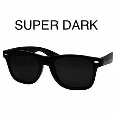 Wayfare Style Sunglasses Black Super Dark Lens Classic 80s Retro Vintage 100%UV • $9.99