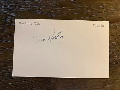 Tim Horton Toronto Maple Leafs HOF Signed Autographed Hockey 3x5 Index Card • $399