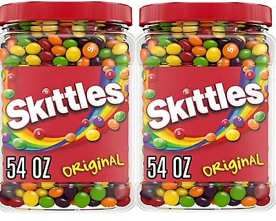 Skittles Original Fruity Candy Jar Bite Size Candies {2 JARS-  54 Oz Each Jar} • £35.13