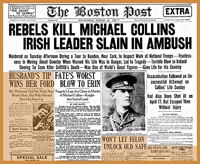 Home Wall Art Print-Vintage Wartime Poster -REBELS KILL MICHAEL COLLINS-A4A3A2 • £12.99