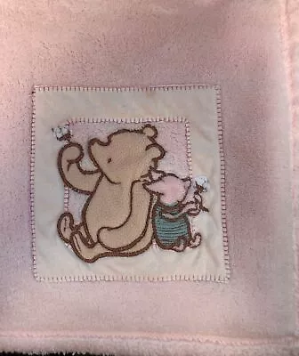 Disney Classic POOH & PIGLET Baby Blanket Pink Make A Wish Dandelion H2 • $23.97