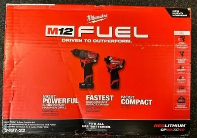 Milwaukee 3497-22 M12 FUEL 12V  Li-Ion 2-Tool Combo Kit W/ 2 Batteries NEW • $158