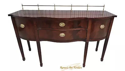 Thomasville Hepplewhite Inlaid Flame Mahogany Sideboard With Brass Gallery • $1775