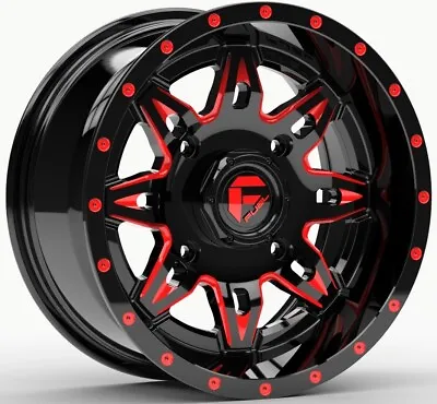 Fuel Lethal 14x7 ATV/UTV Wheel - Gloss Black/Red (4/156) 4+3 [D6531470A544] • $181
