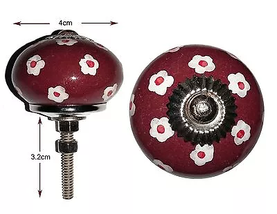 £4.99 • Buy Ceramic Door Knobs Cupboard Door Or Drawer Pulls Hand Painted Floral Design -NEW