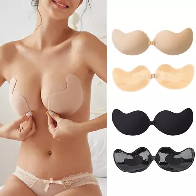 £3.71 • Buy Silicone Strapless Push Up Bra Backless Self Adhesive Invisible Lace Stick On