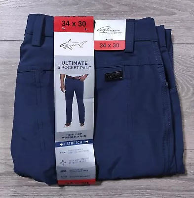 Greg Norman Pants Adult 34x30 Golf Pants 5 Pocket Perfomance Blue Navy ML75 • $19.99