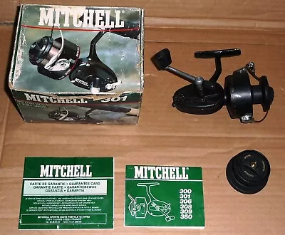 Vintage Mitchell 301A Fishing Reel  France   Box Schematics & Spare Spool # 2 • $140