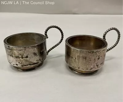Set Of 2 800 Silver Small Tea Cup Glass Holders Weighs 73g • $30