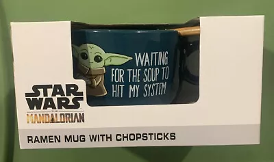 Star Wars Christmas Gift Mandalorian Baby Yoda Ramen Soup Mug Bowl & Chopsticks • $14.25