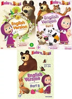 Masha And The Bear - 3 Dvd Set - Episodes 1-54 Part 1 2 3 - English Version • $29.99