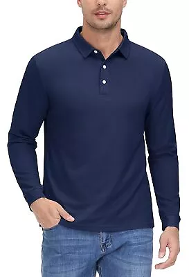 Men's Polo Shirts Quick Drying Outdoor Golf Sport Casual Team Work Long Sleeve T • $22.99