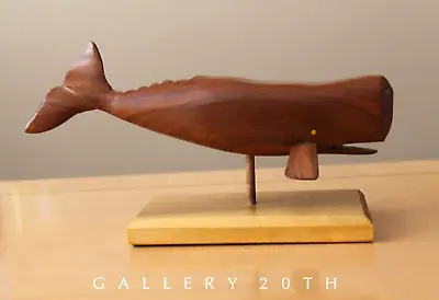 Superb! Mid Century Walnut Whale Sculpture! Vtg 50's Orig Art Ocean Fish Sea Mcm • $374.25