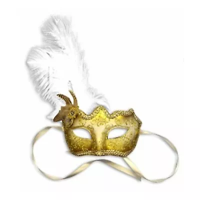 White Gold Masquerade Ball Venetian Mask Fancy Dress Ball Unisex Eye Face Mask • £5.95