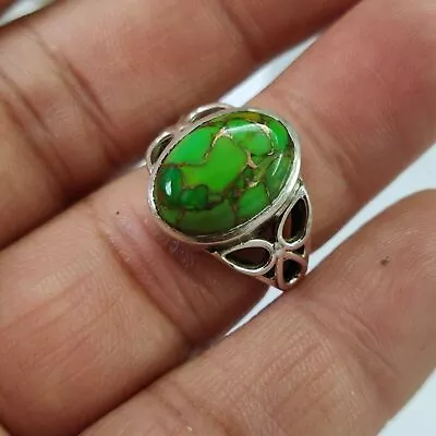 Solid 925 Silver Ring Handmade Green Turquoise Stone Perfect Ring All Size MK819 • $11.64