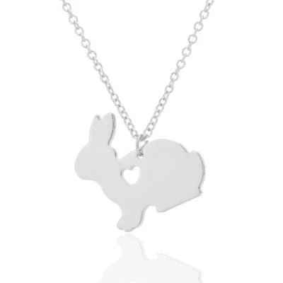 £4.49 • Buy Cute Animal Rabbit Heart Stainless Steel Chain Pendant Gold Silver Necklace Gift
