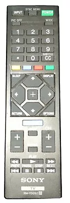 Sony Rm-yd092 Tv Remote Control Original Kdl46r450a Kdl40r450a Kdl32r400a • $11