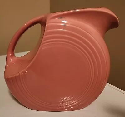 Vintage 64 Oz Fiesta Ware Disk Rose Pink 7.5” Tall Pitcher Jug Homer Laughlin • $24.99