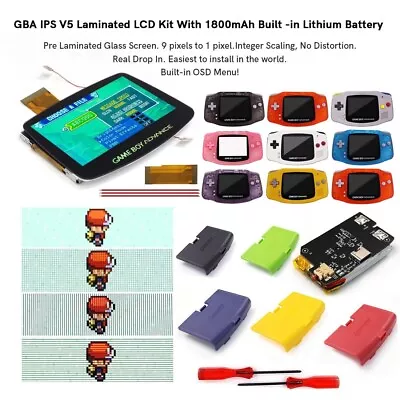 V5 IPS Drop In 3.0 Inch Laminated LCD Kit+Shell With Rechargable Battery For GBA • £70.79