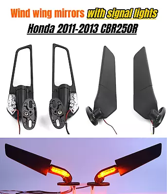 Motorcycle LED Turn Signal Lights Wind Wing Mirrors For Honda CBR250R 2011-2013 • $45.50