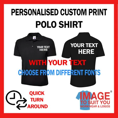 Personalised Custom Printed Or Embroidered Uneek Polo Shirt With Your Text • £13.89