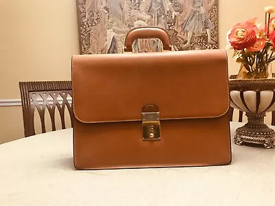 GUCCI Of MILANO   Vintage Tan Leather Briefcase / Portfolio / Satchel - ITALIA • $625