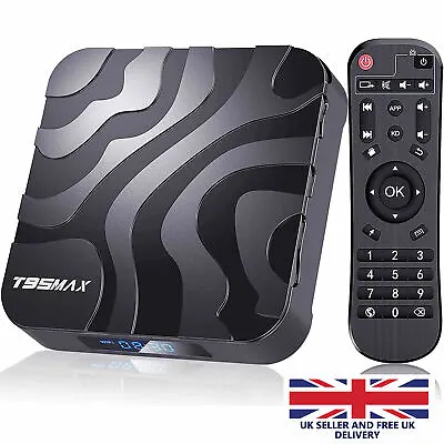 T95 MAX Android 12 TV Box 16/32/64GB Quad Core HD 6K HDMI WIFI Media Player UK • £44.95