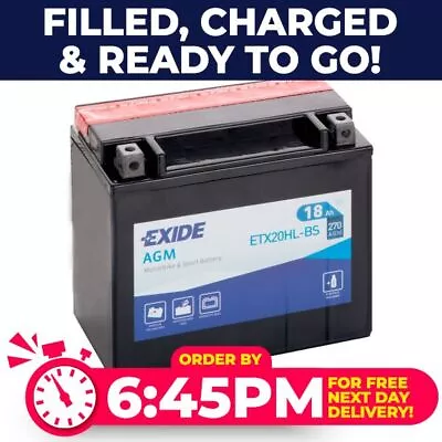 Exide ETX20HL-BS 12V Motorcycle Battery YTX20HL-BS • £72.88