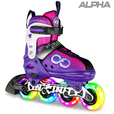 Infinity ALPHA | 4 Size Adjustable Inline Skates Rollerblades 8 Light Up Wheels • $149