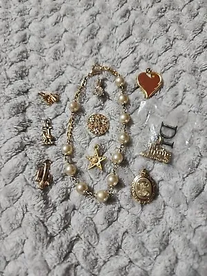 Untested Gold Tone Pendant Charm And Bracelet Lot • $25