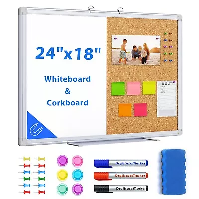 Magnetic Cork Board White Board Combo Vision Board 2023 24  X 18  Half Cork... • £41.38