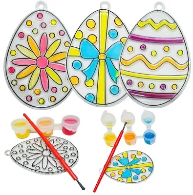 Easter Egg Craft Children's Paint Your Own Suncatcher Set Paint & Brush Set • £3.39
