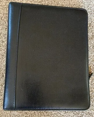 Franklin Quest Black Leather Zipper Binder Planner 7 Rings USA W Dividers EUC • $20