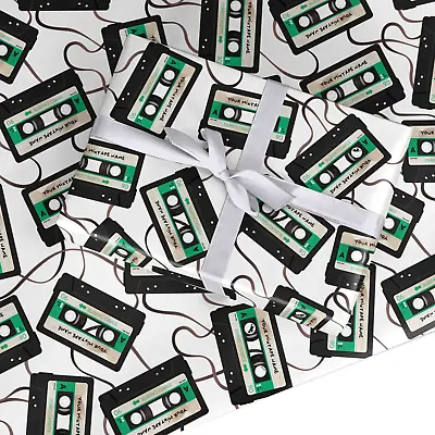 Dyefor Personalised Black And Green Mixtape Wrapping Paper Gift Wrap • £12.99