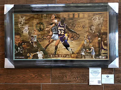 Magic Johnson & Larry Bird Dual Signed 18x36 Poster AUTO 26/50 UDA Hologram HOF • $1614.99