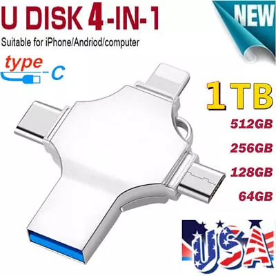 2TB USB 3.0 Flash Drive Memory Photo Stick For IPhone Android IPad Type C 4 IN1 • $13.28