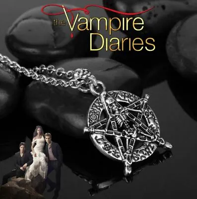 The Vampire Diaries Five Point Pentagram Skeleton Gothic Pendant & Chain Set • $9.41