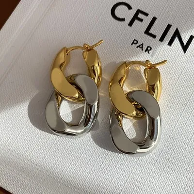 22ct Gold-Plated And Sterling Silver-Plated Double Hoop Earrings • £8.99